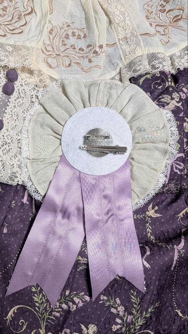 Angel Flower Wall 天使柄アンティーク風刺繍襟ワンピースセット