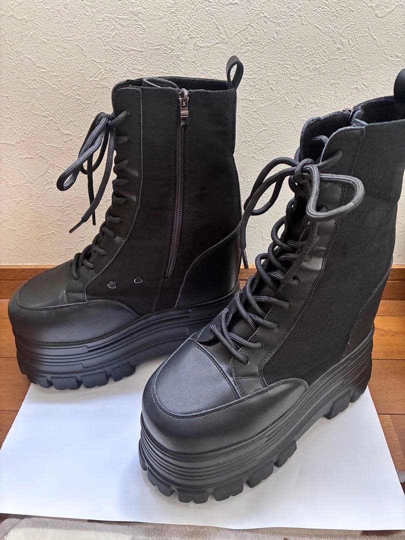 タオバオ 黒 シークレットブーツ 18cm厚底 コスプレ
