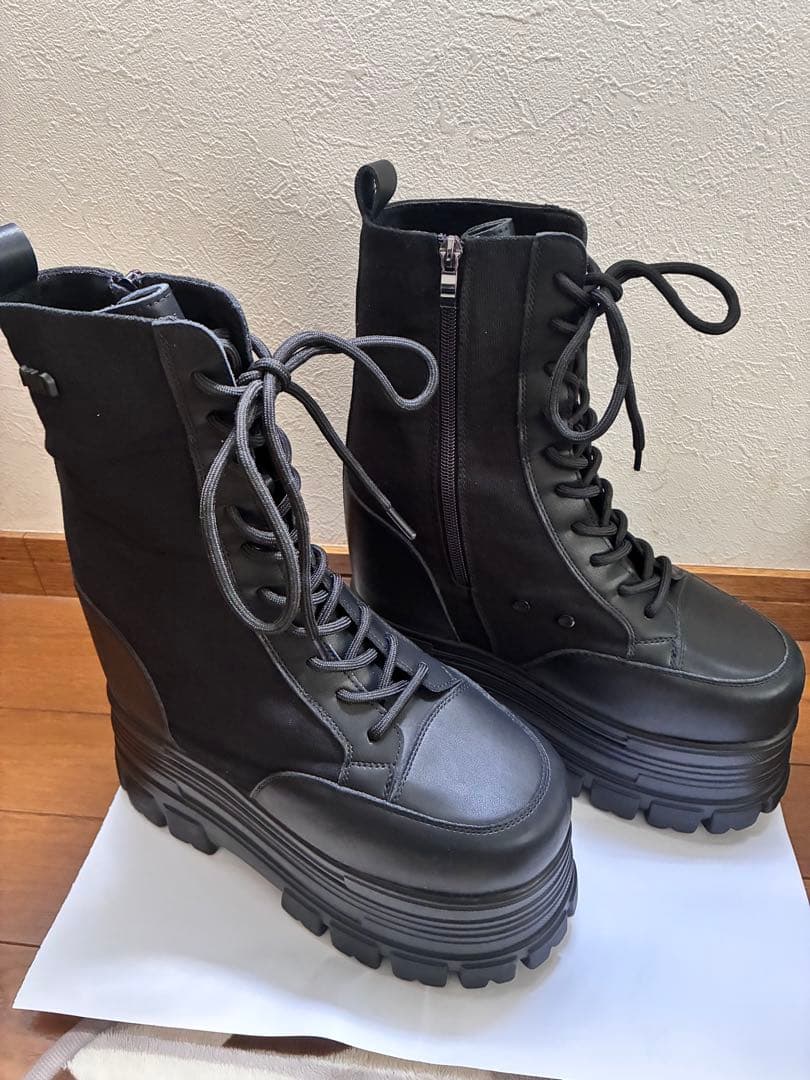 タオバオ 黒 シークレットブーツ 18cm厚底 コスプレ