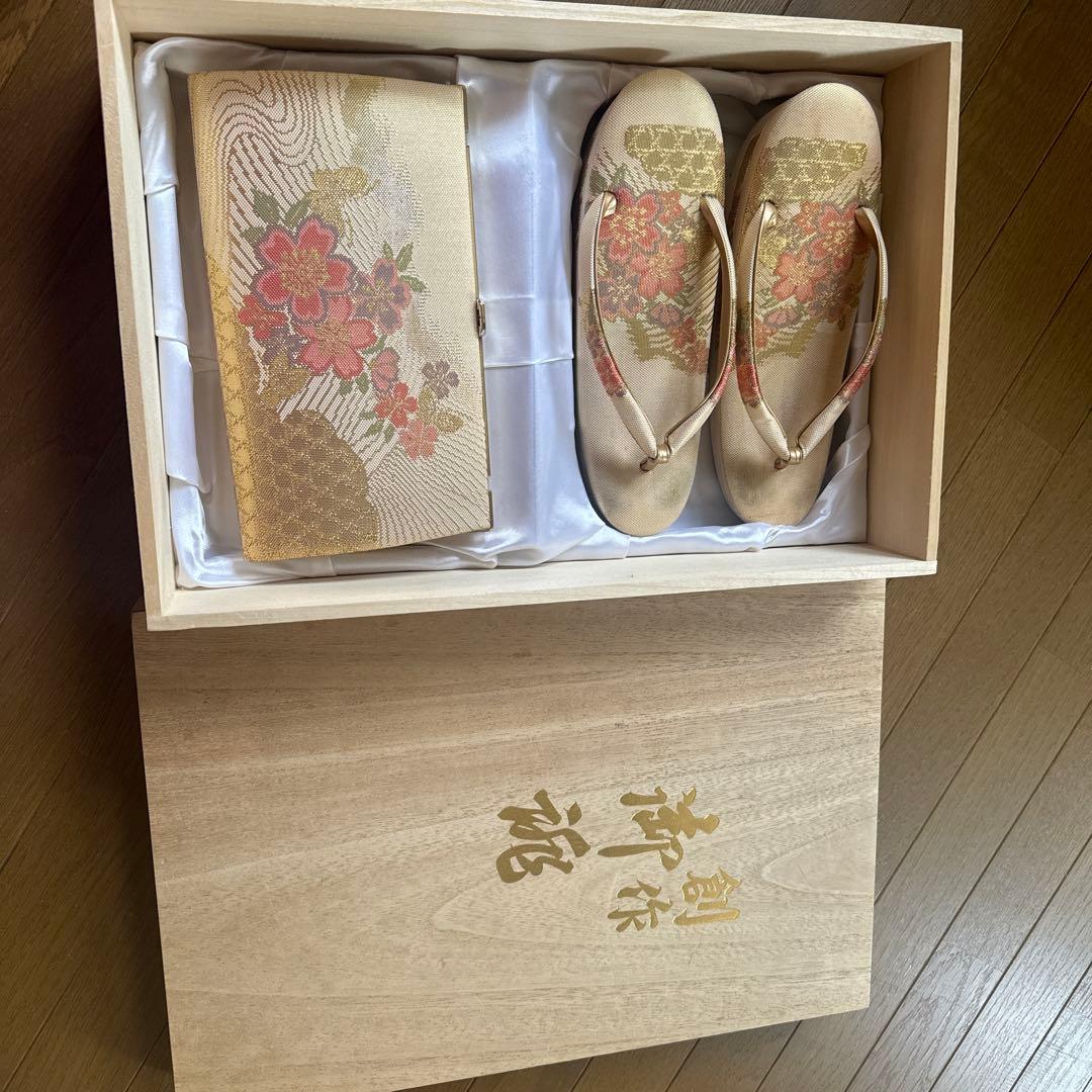鈴乃屋　しだれ桜振袖袋帯セット　丸洗い済み