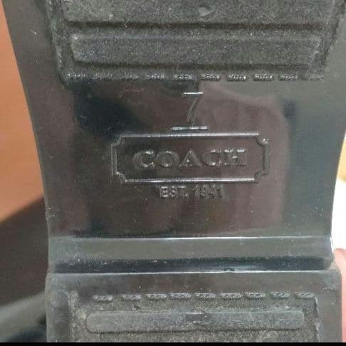 ほぼ未使用 コーチ COACH ターンロック ベルト レインブーツ 黒 金金具