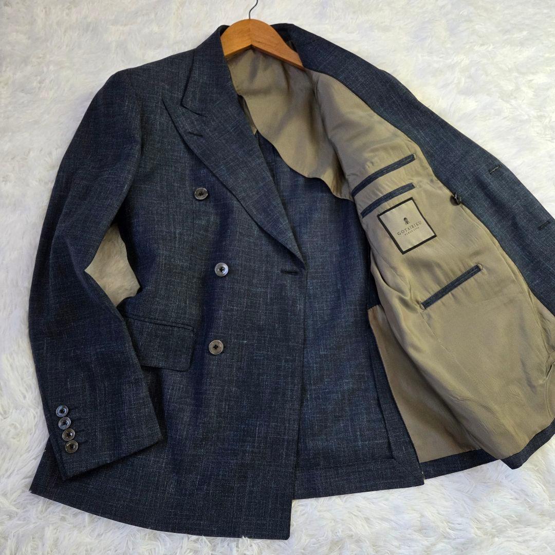 美品 五大陸 LoroPiana 三者混 テーラードジャケット サイズM 濃紺