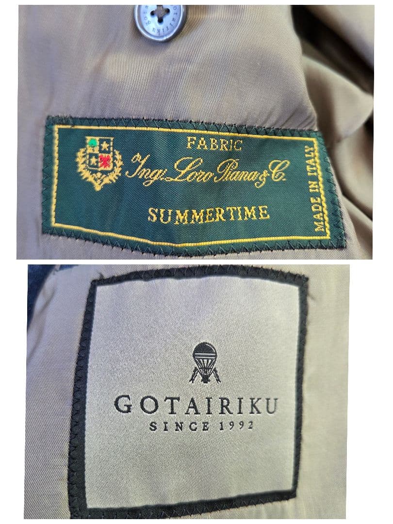 美品 五大陸 LoroPiana 三者混 テーラードジャケット サイズM 濃紺