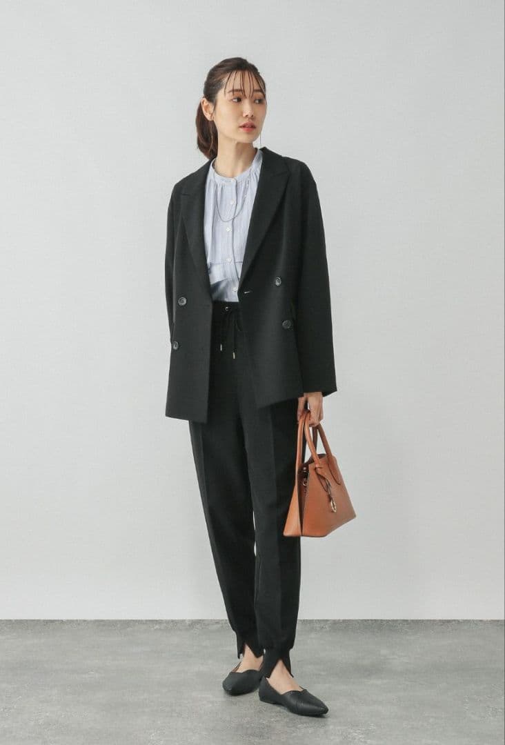 GLOBAL WORK ウツクシルエットWクロスジャケット　L