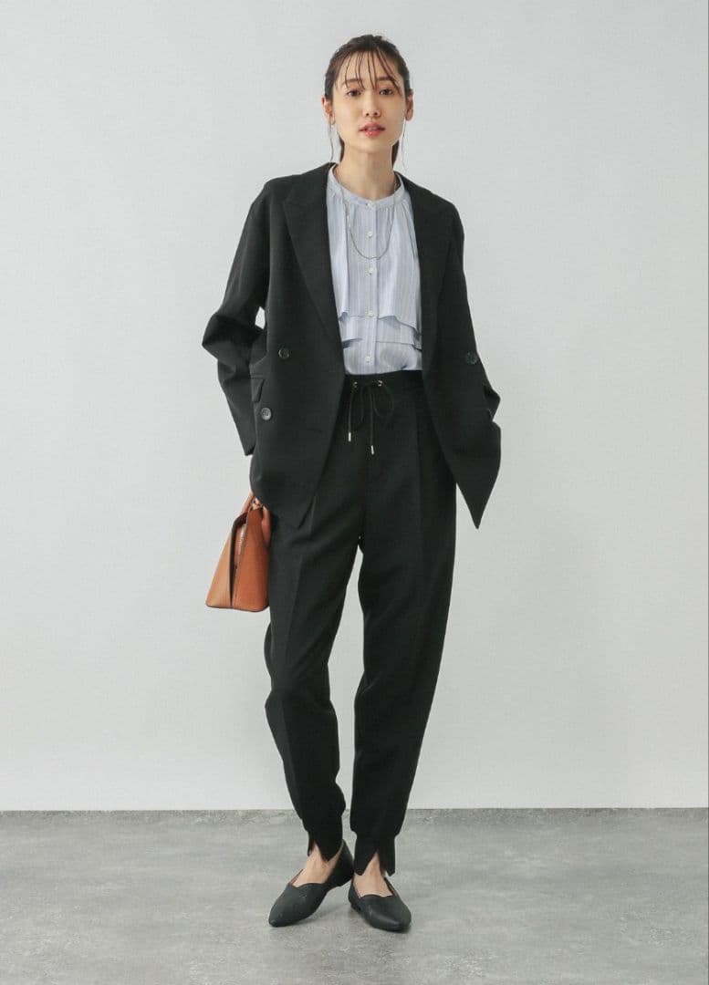 GLOBAL WORK ウツクシルエットWクロスジャケット　L