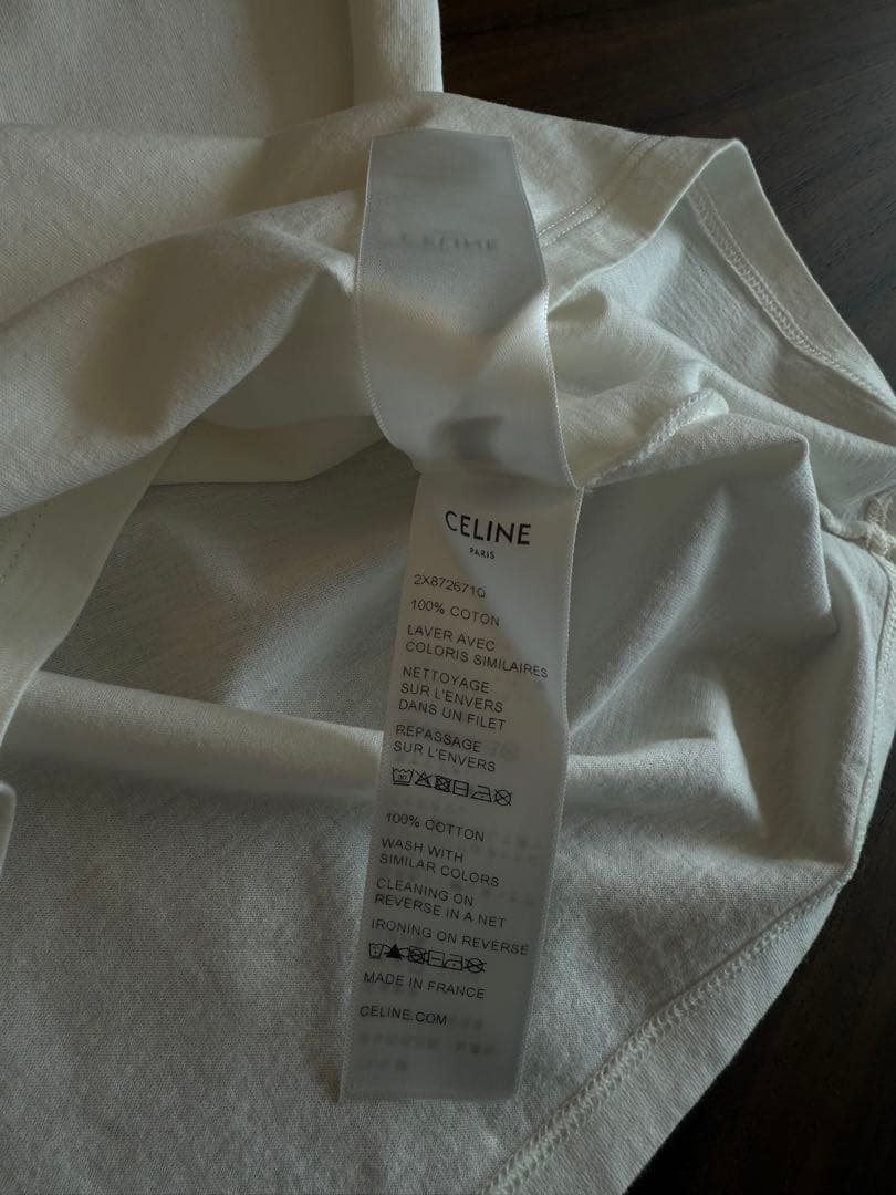 CELINE ロゴ Tシャツ XS ホワイト/ネイビー