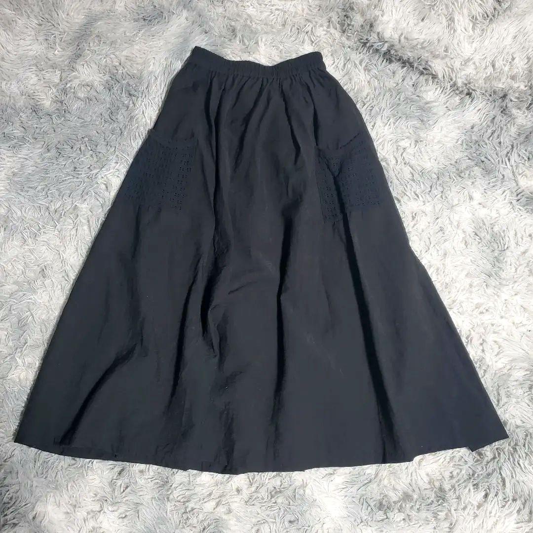 ​美品✨ジョリーミニョン✨リネン混 フレアスカート 1 黒 撥水加工 洗える