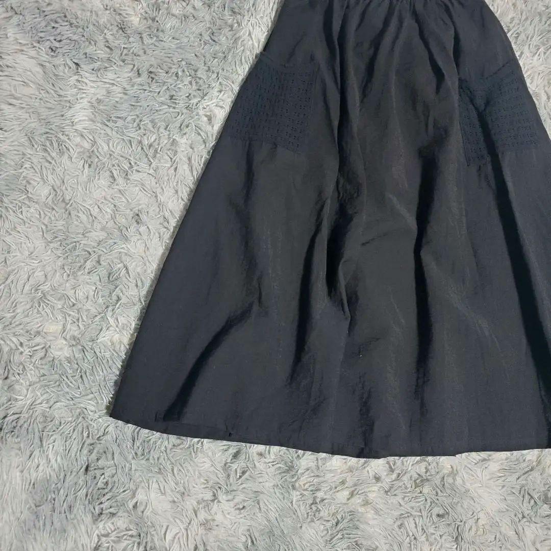 ​美品✨ジョリーミニョン✨リネン混 フレアスカート 1 黒 撥水加工 洗える