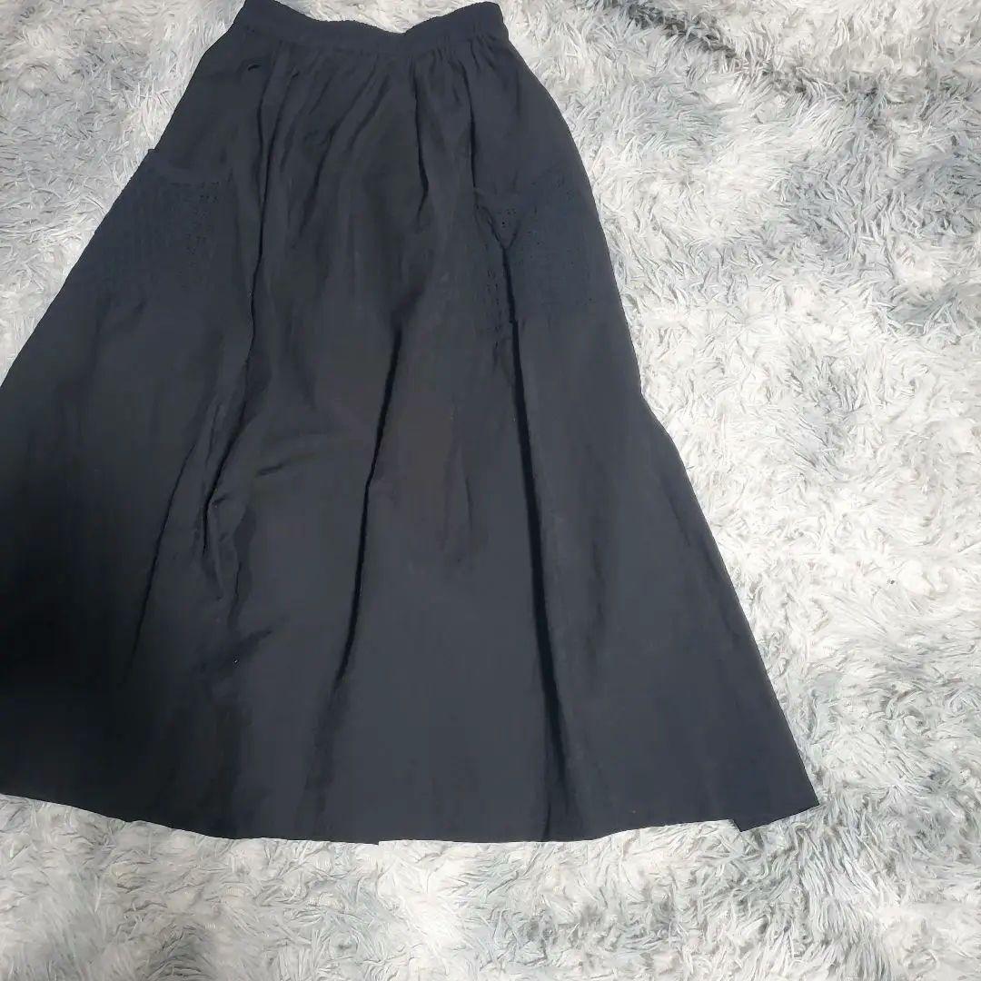 ​美品✨ジョリーミニョン✨リネン混 フレアスカート 1 黒 撥水加工 洗える
