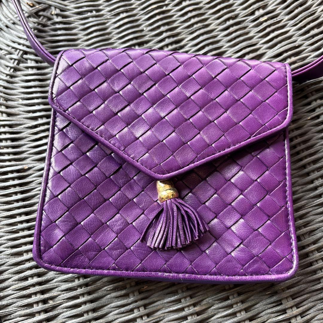 ＊＊＊新品未使用　BOTTEGA VENETA 紫色 編み込ウエストポーチ