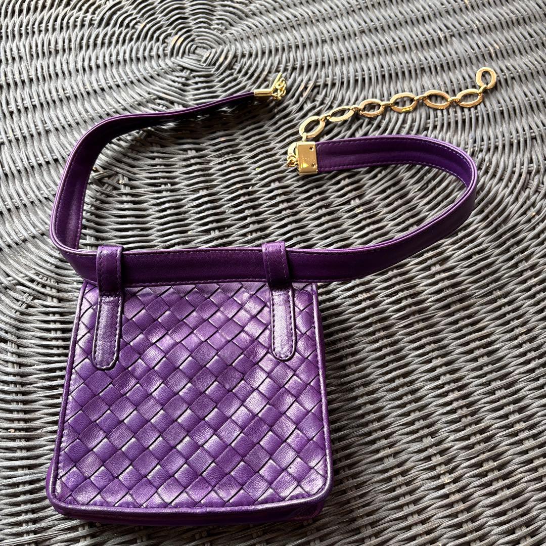 ＊＊＊新品未使用　BOTTEGA VENETA 紫色 編み込ウエストポーチ