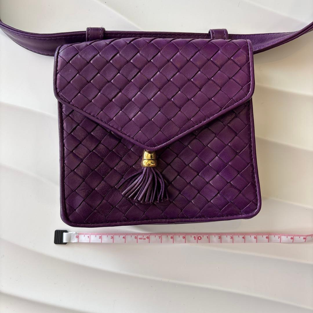 ＊＊＊新品未使用　BOTTEGA VENETA 紫色 編み込ウエストポーチ