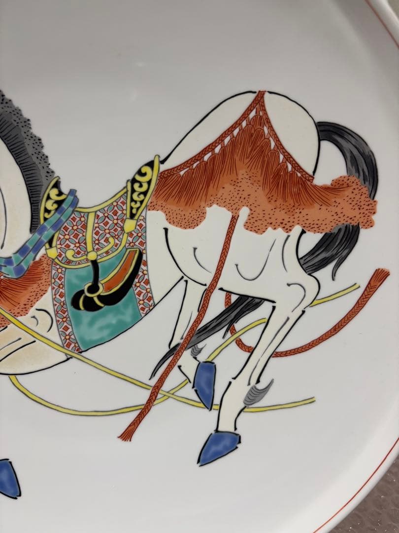 馬　陶器　平皿　大皿　絵画　美術　芸術　有田焼