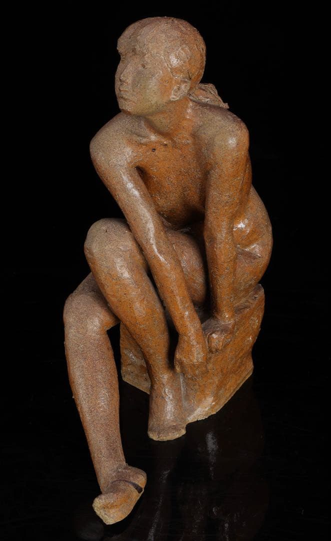 【水上守次】陶彫作品 少女像 裸婦像 在銘 栞付 女性像 彫刻 美術品 作家物