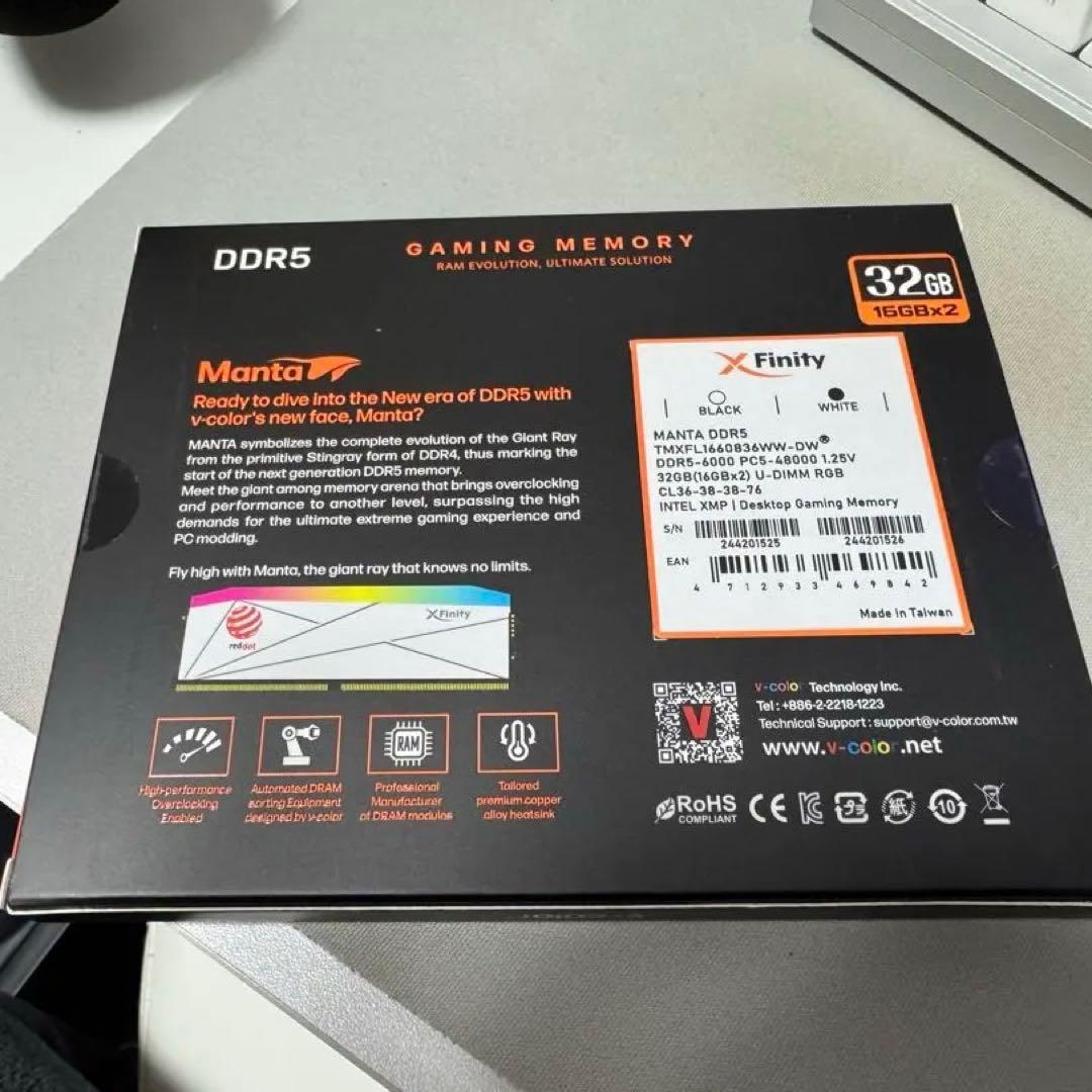 メモリー V-color DDR5-6000 32GB(16GBx2) White