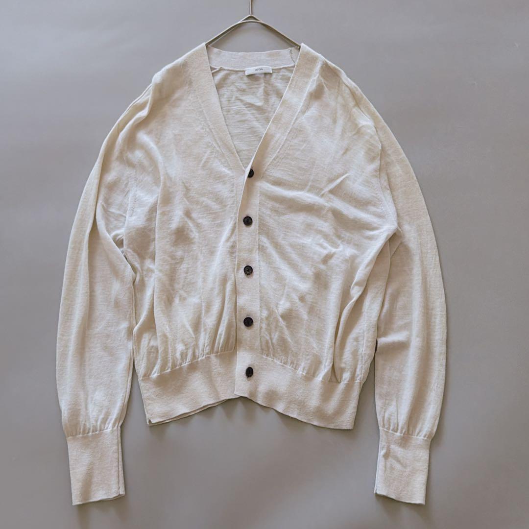 25年モデル ATON RAMIE WOOL Vネックニットカーディガン 02