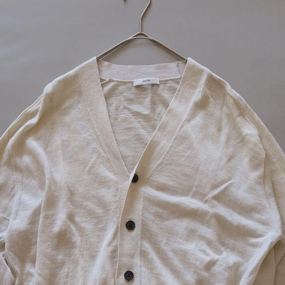 25年モデル ATON RAMIE WOOL Vネックニットカーディガン 02