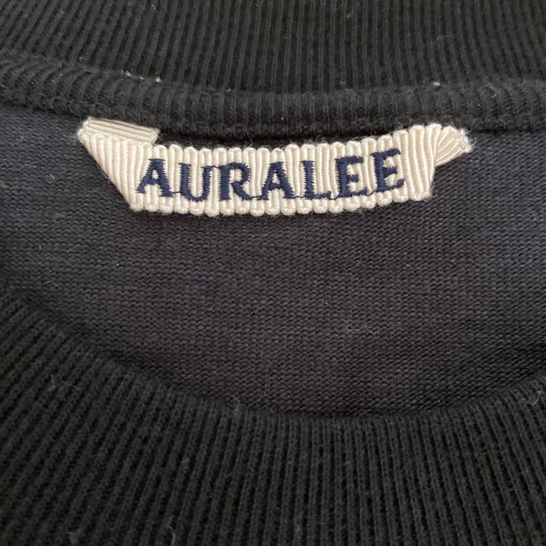 オーラリー　スタンドアップティシャツ　黒 コットン 半袖Tシャツ