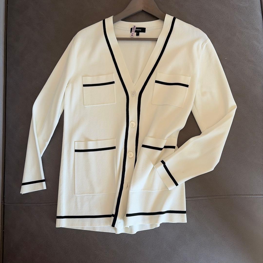 【ほぼ新品❗️Theory】黒ライン カーディガン