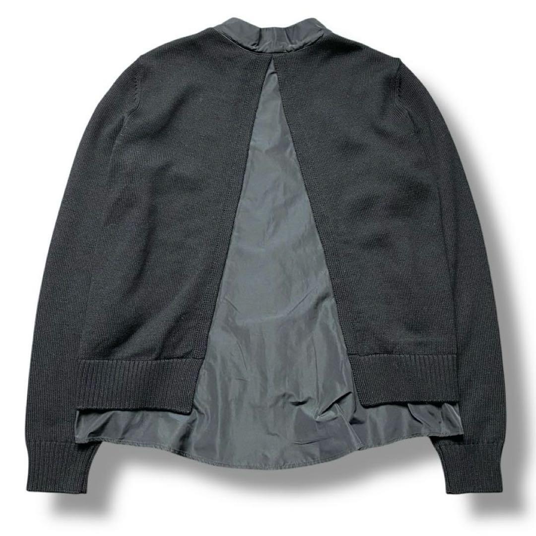 美品 MONCLER ロゴ ワッペン フリル 異素材 カーディガン アウター