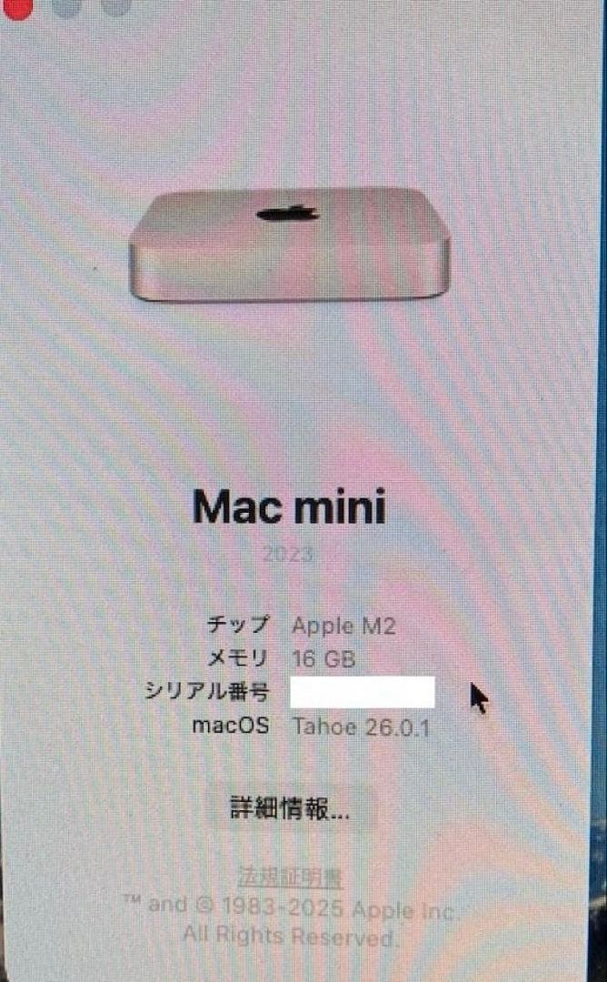 Macデスクトップ Macmini M2 16GB/256GB G16K1J/A