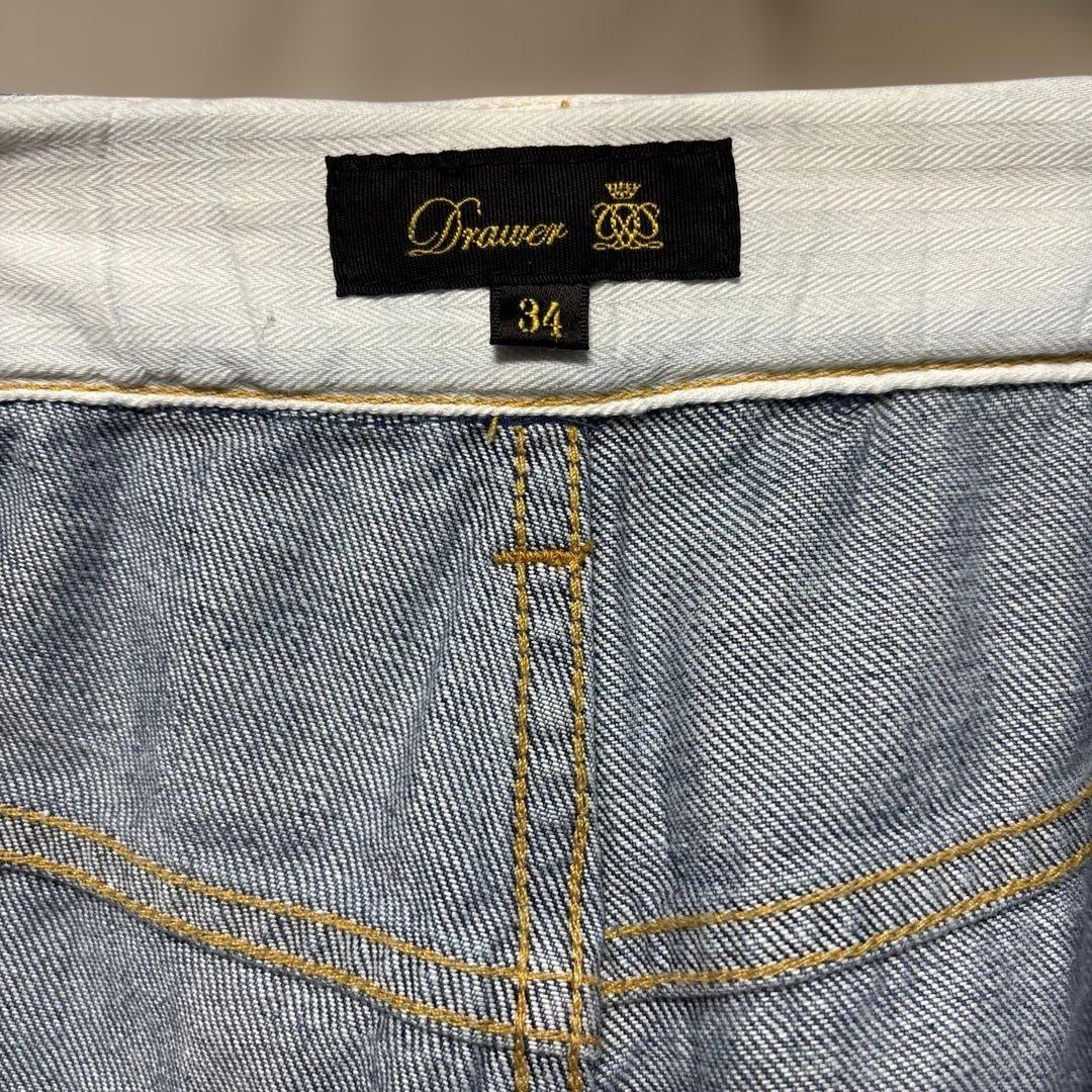 DRAWER ドゥロワー ブリーチデニム5Pドロストパンツ 34