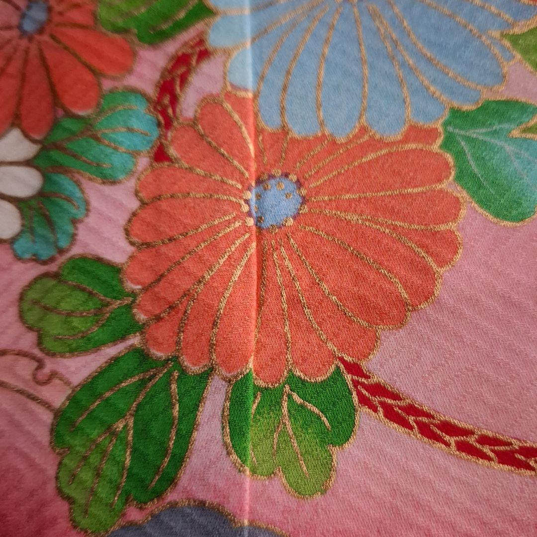 お宮参り用 花柄サーモンピンク掛け着