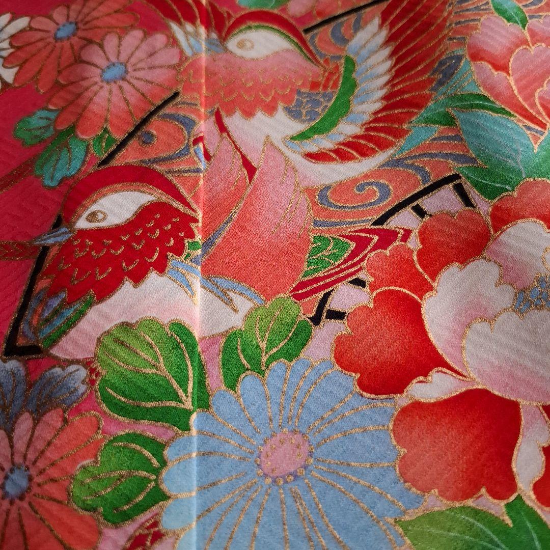 お宮参り用 花柄サーモンピンク掛け着