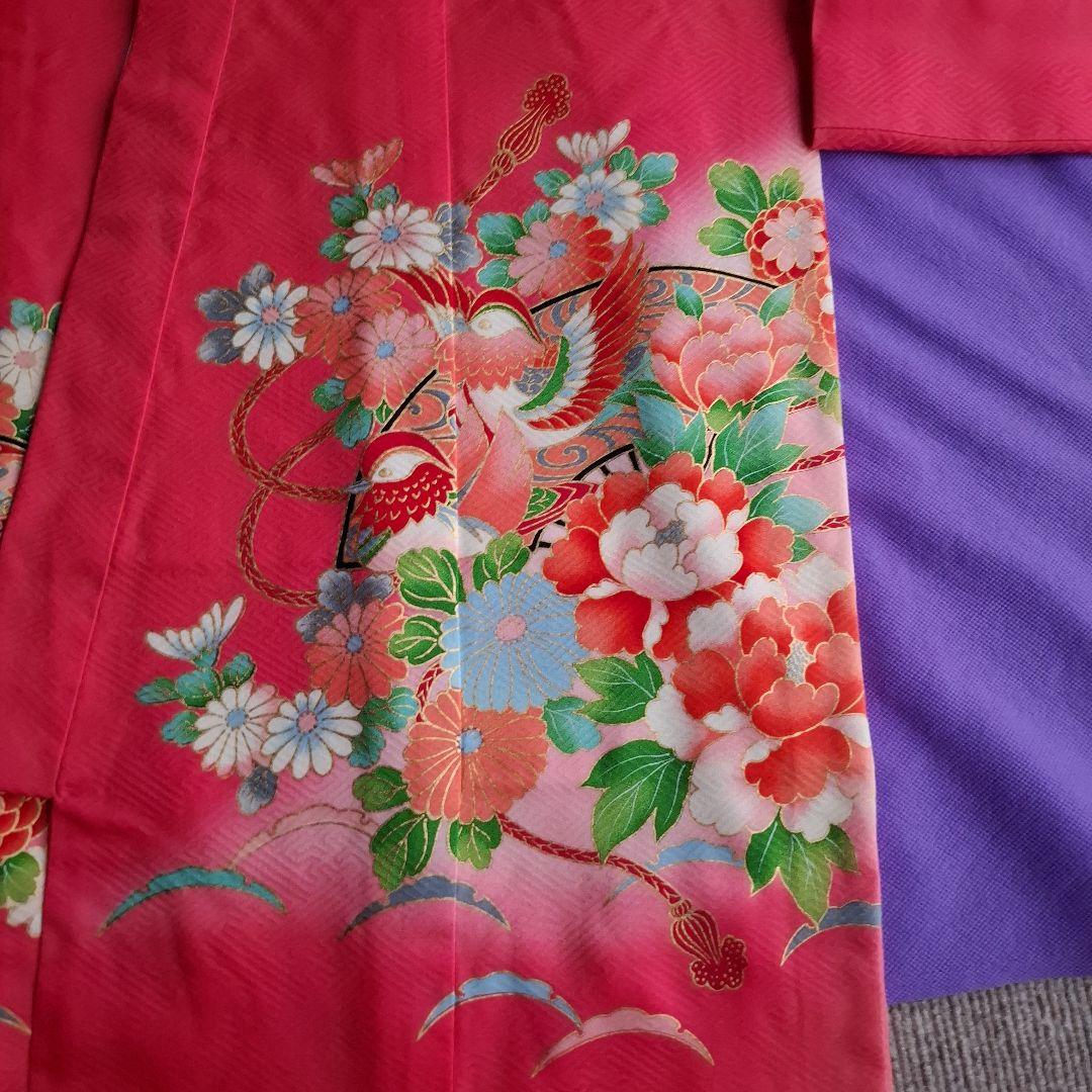 お宮参り用 花柄サーモンピンク掛け着