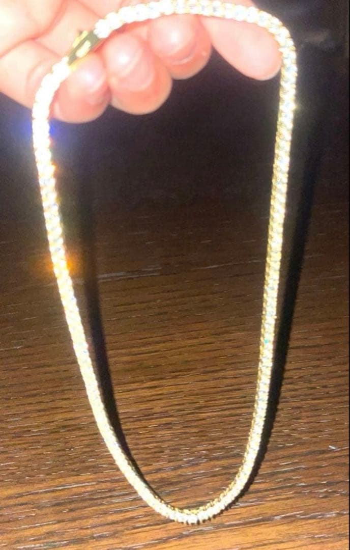 Glitter jewelry ストーン付きゴールドネックレス　5ミリ