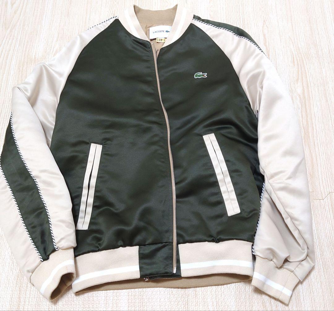 美品 LACOSTE ラコステ リバーシブル スカジャン モスグリーン ベージュ