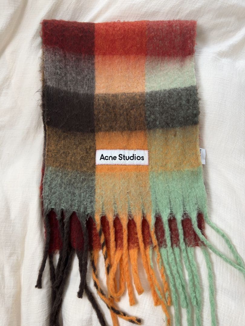 Acnestudios チェックシャギーマフラー