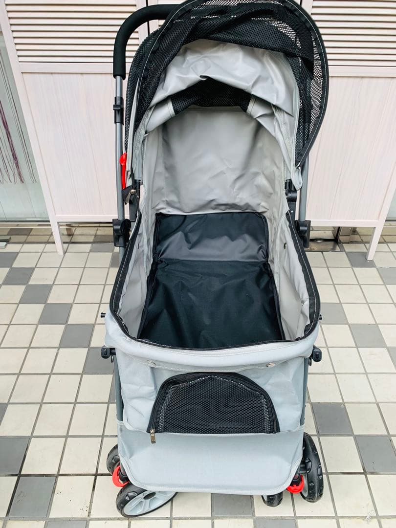 【３月中旬頃迄】極美品⭐︎ペットカート 中型犬・小型多頭 グレー