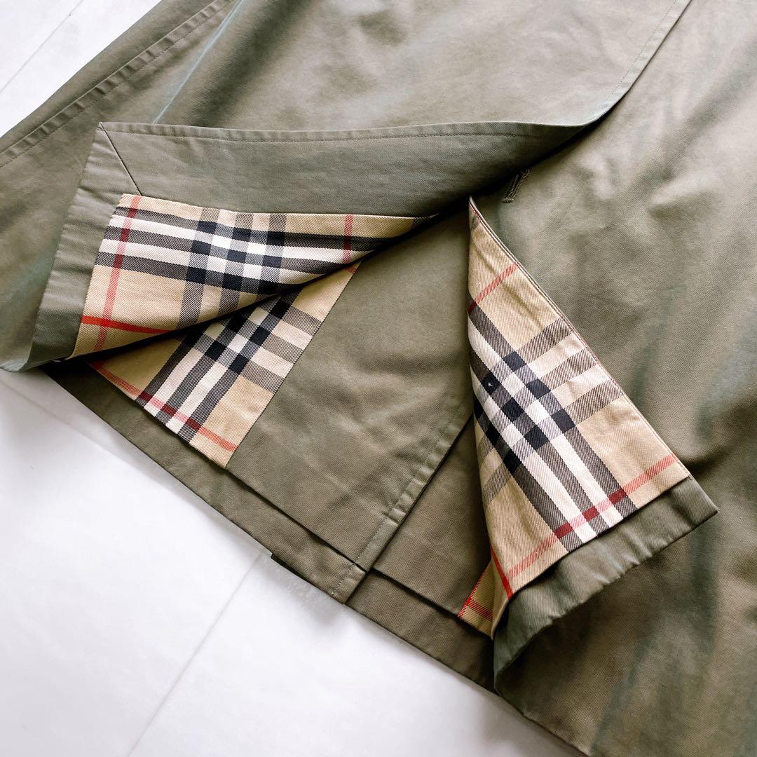 美品✨バーバリー ステンカラーコート ノバチェック 白タグ 玉虫色 80～90s