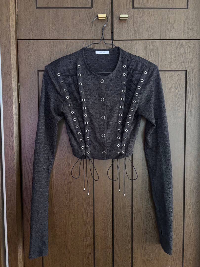 トップス THEREDTHREAD S lace up cardigan