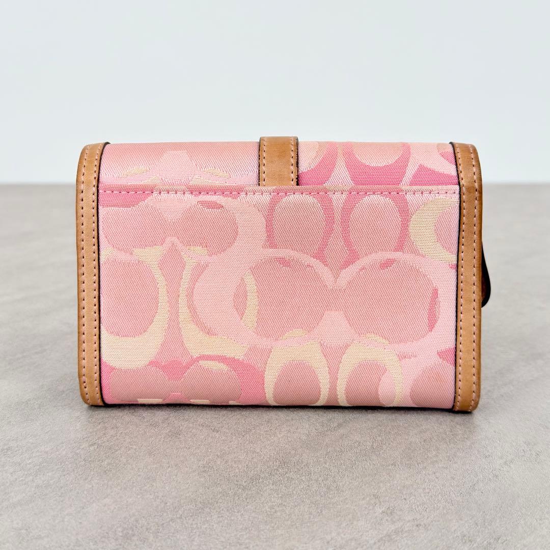 COACH コーチ 2つ折り財布 ピンク オプティックシグネチャー
