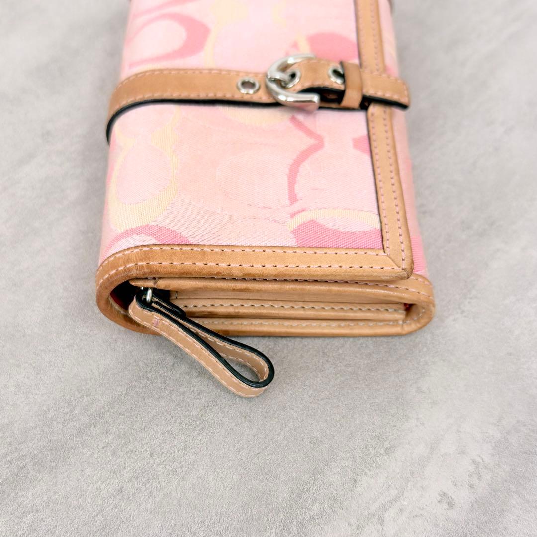 COACH コーチ 2つ折り財布 ピンク オプティックシグネチャー