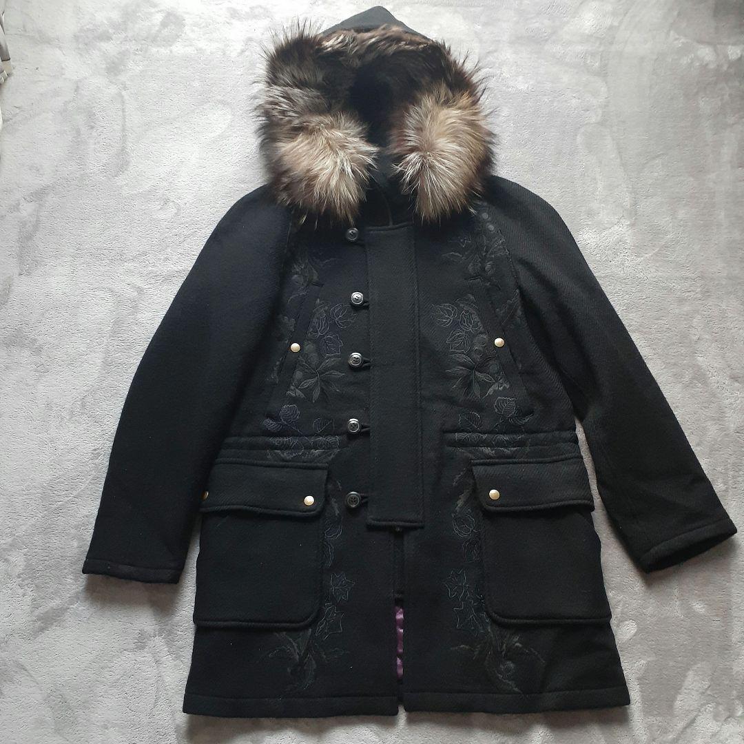 KEITA MARUYAMA 刺繍ダッフルコート　フォックス　シルク　ウール