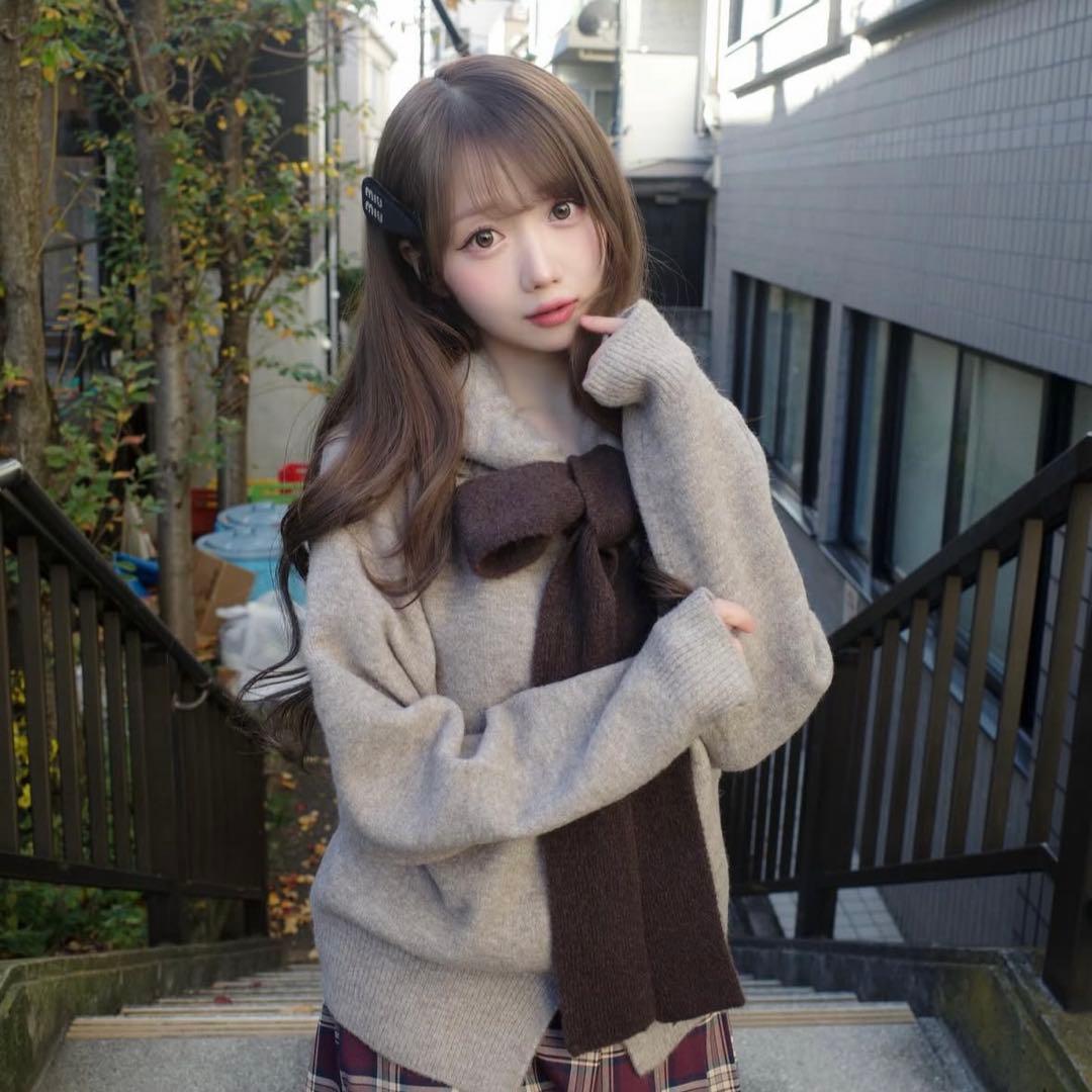 ZARA フード付きタイベルトニットカーディガン