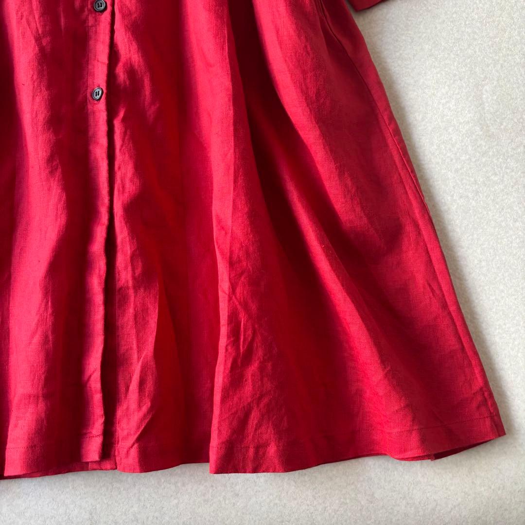 【美品】ina イナ　リネン100％ Ｖネックドロップッショルダーコート 日本製
