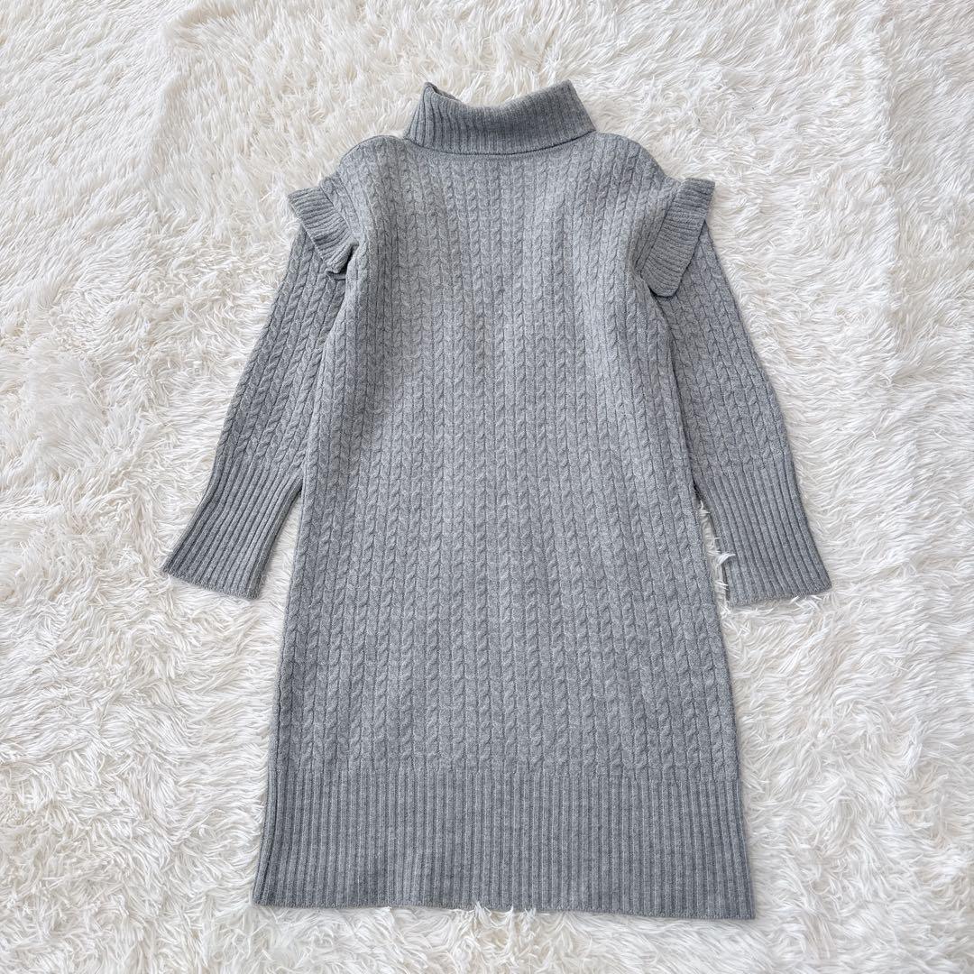 美品　定価6.8万　René 36グレー ニットタートルワンピース カシミヤ 混
