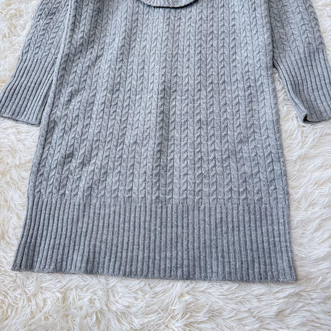美品　定価6.8万　René 36グレー ニットタートルワンピース カシミヤ 混