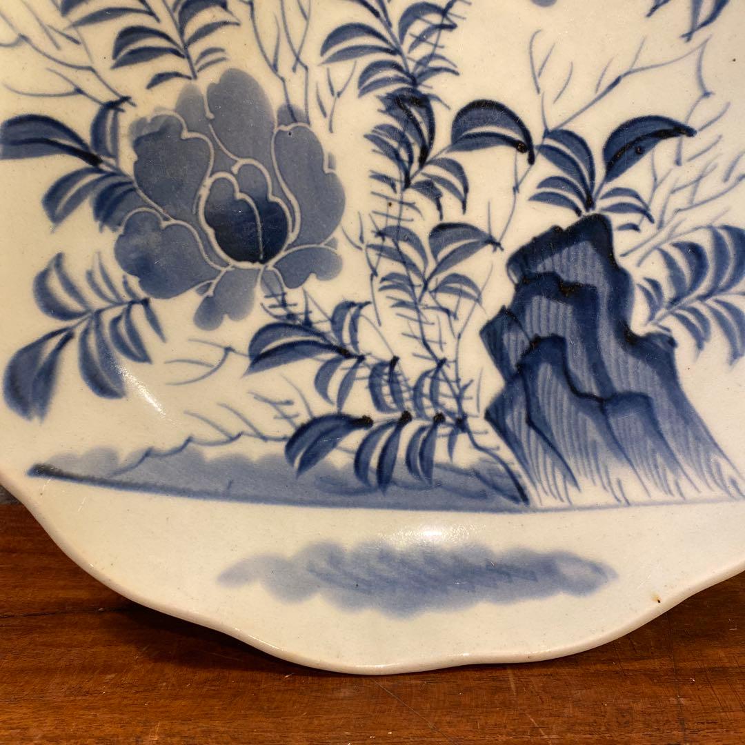 骨董品 古伊万里 29cm大皿 染め付け 江戸 明治 風景 コレクション