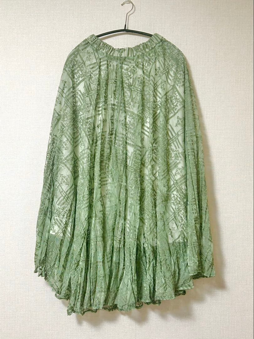 Ameri VINTAGE グリーンプリーツロングスカート