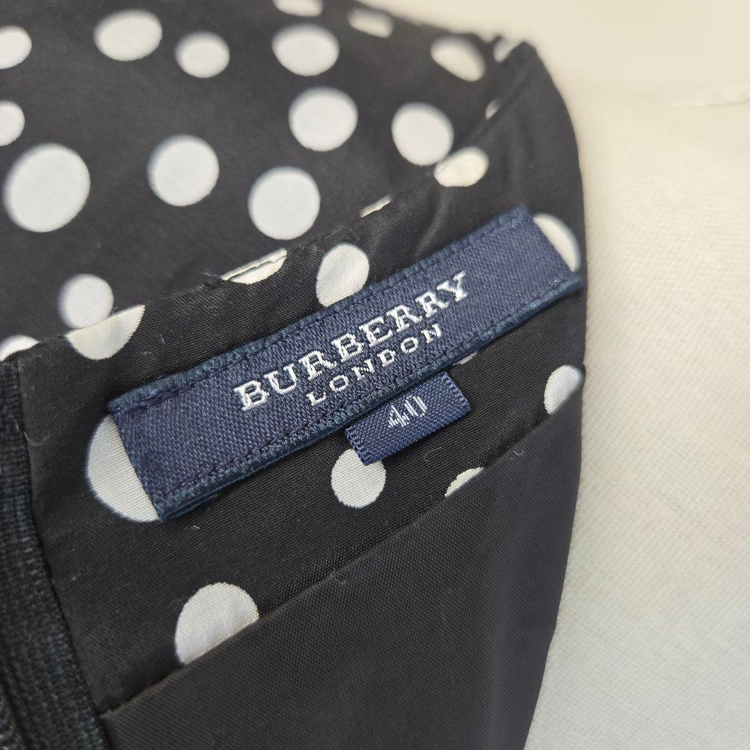 BURBERRY LONDON 40 ワンピース ドット 水玉 半袖 ひざ丈