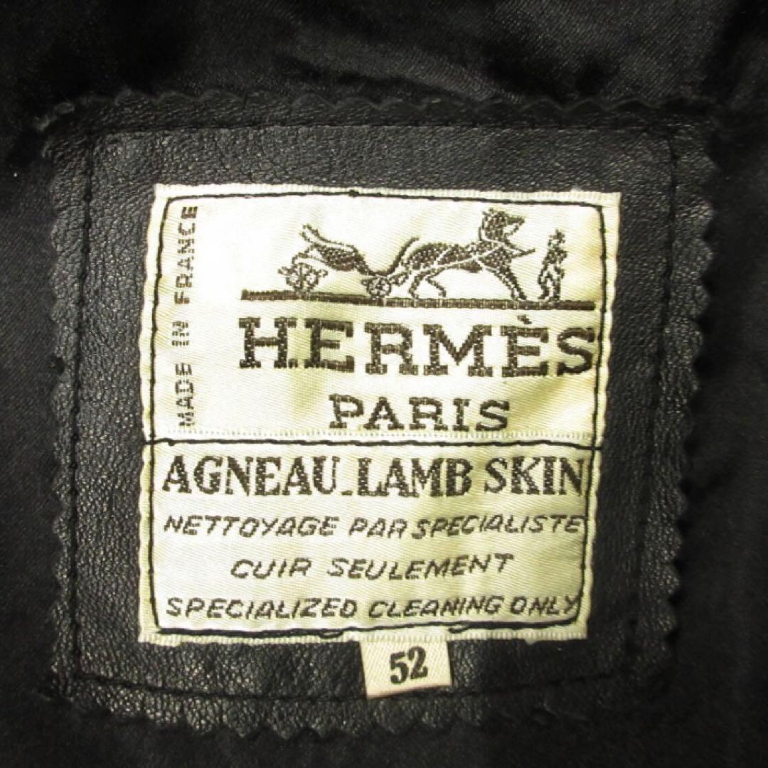 良品 HERMES 80's 90's ラムレザー ボンバー ジャケット 52