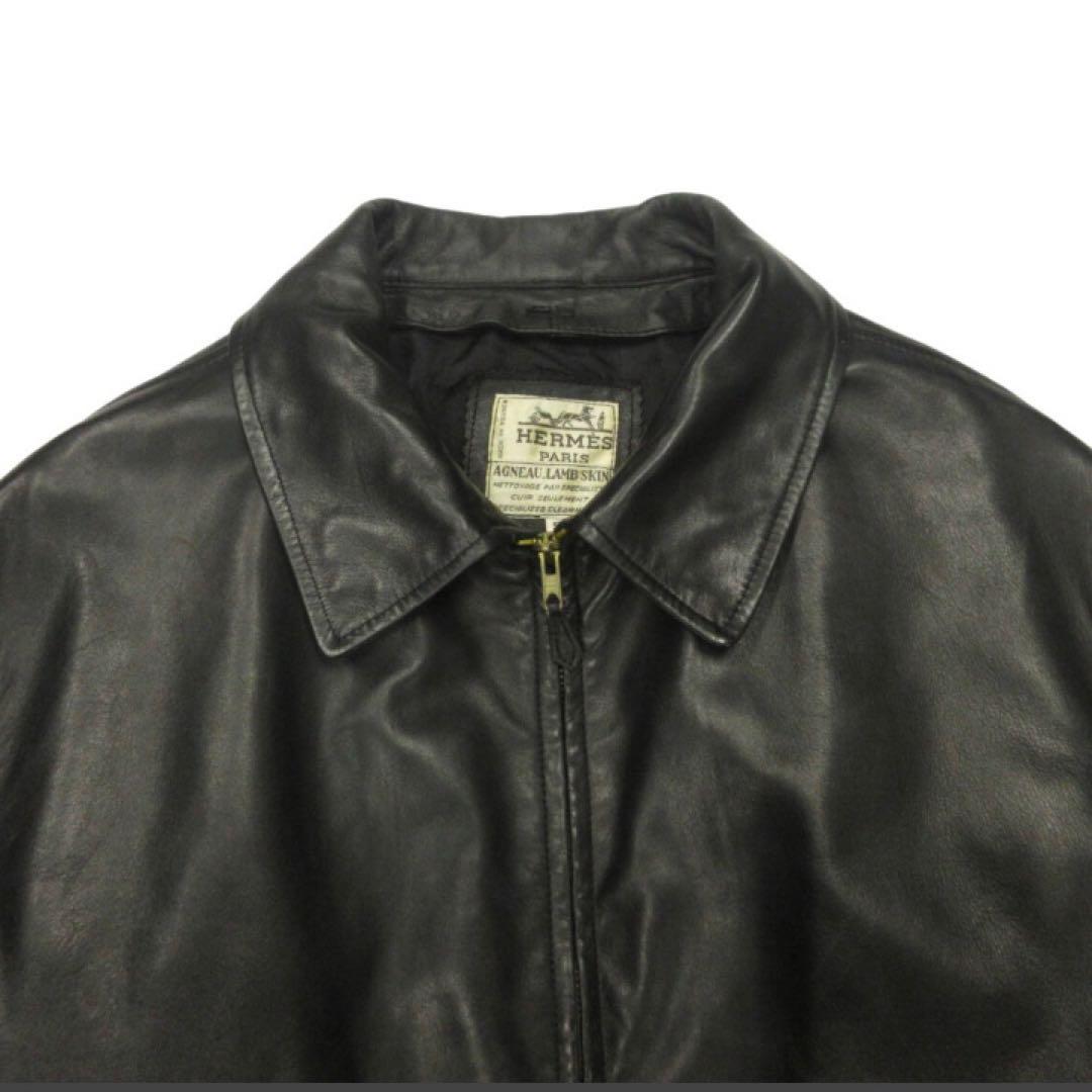 良品 HERMES 80's 90's ラムレザー ボンバー ジャケット 52