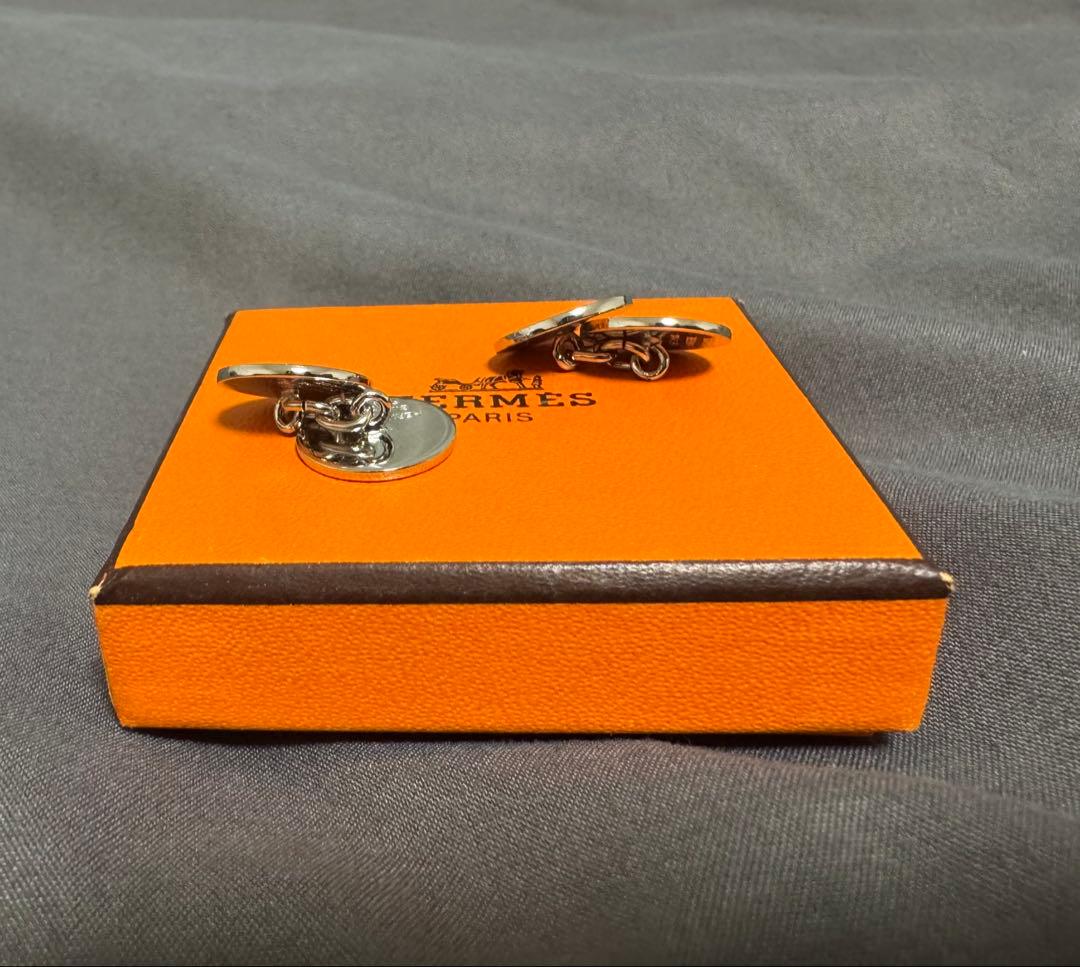 美品 HERMES エルメス カフスボタン シルバーカラー カフリンクス