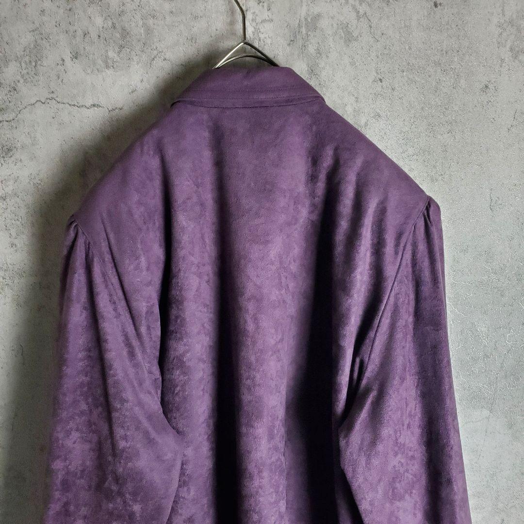 【ヴィンテージ】古着 ロング ジャケット 裏地総柄 紫 レトロ