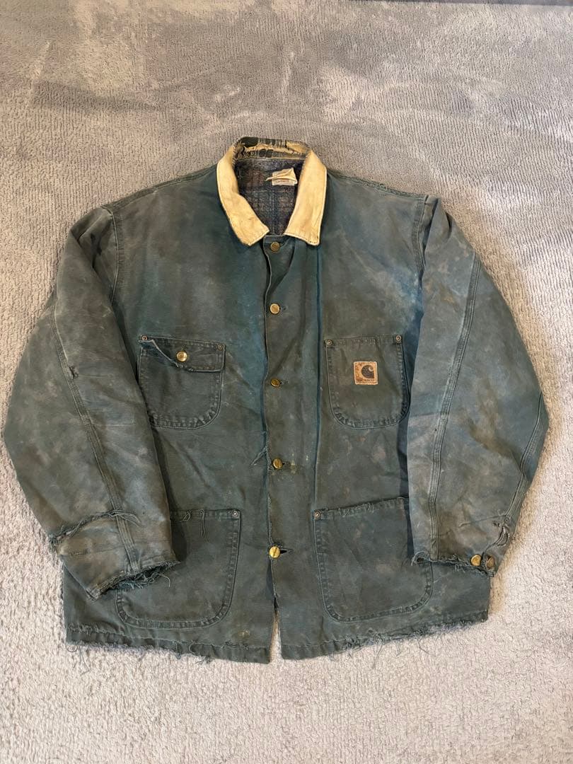 90's carhartt ミシガンチョアコート　ボロの美学　鬼フェード